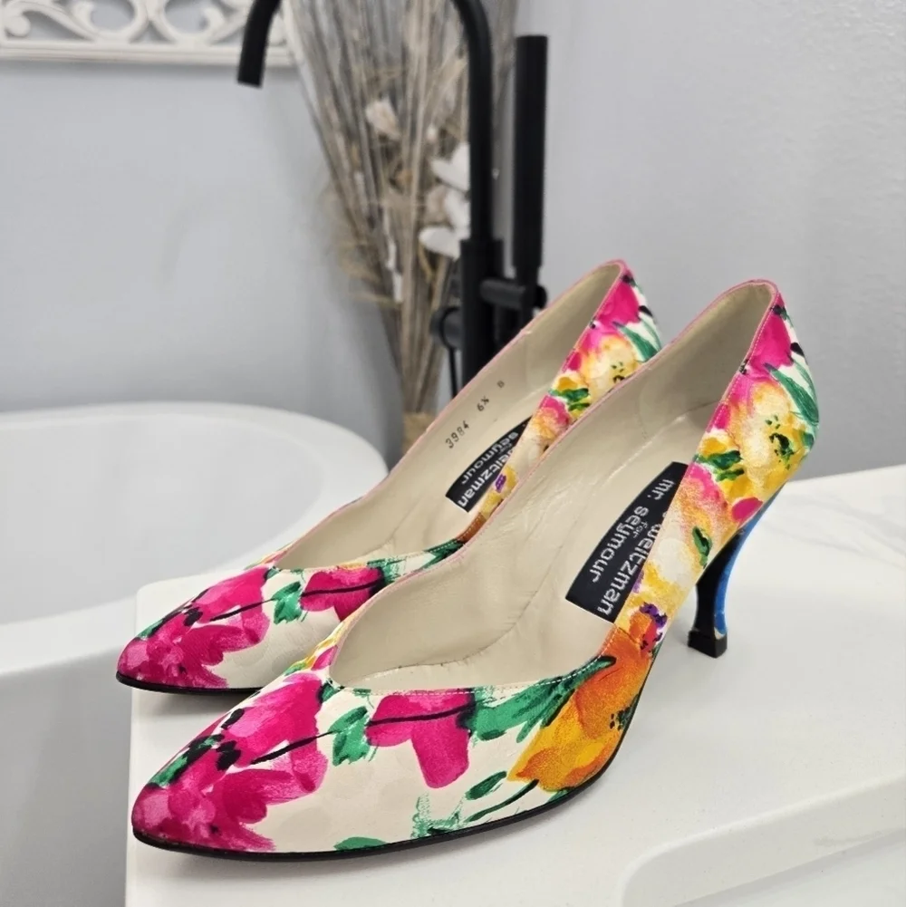 Vintage Stuart Weitzman for Mr. Seymour Floral Watercolor Heels